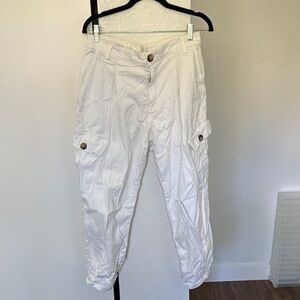 Anthropologie White Cargo Pants
